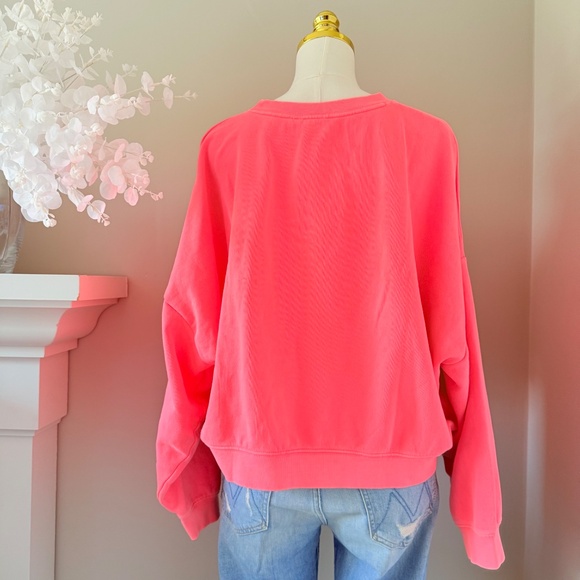 GAP Relaxed Wedge Crewneck Sweatshirt in Sassy Pink, Sz XL (NWT) - Picture 4 of 8